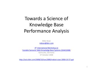 Towards a Science of Knowledge Base Performance Analysis