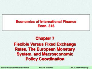 Economics of International Finance Econ. 315