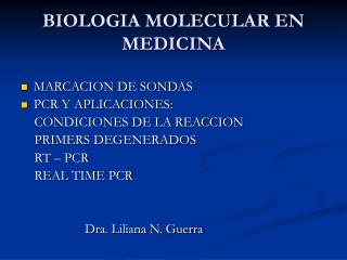 BIOLOGIA MOLECULAR EN MEDICINA