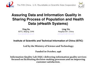 Ying Su ISITC, Beijing, CHN suy.rspc@istic.ac