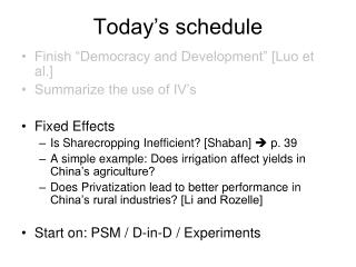 Today’s schedule