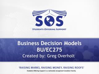 Business Decision Models BU/EC275