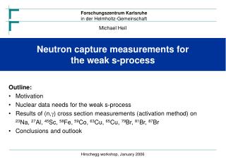 Neutron capture measurements for the weak s-process