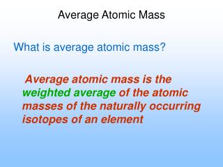 Average Atomic Mass