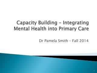 Capacity Building – Integrating Mental Health into Primary Care