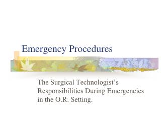 Emergency Procedures