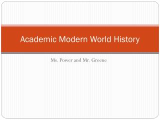 Academic Modern World History