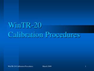 WinTR-20 Calibration Procedures