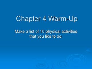 Chapter 4 Warm-Up