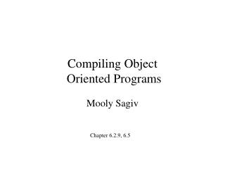 Compiling Object Oriented Programs