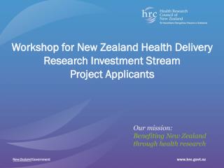 Workshop for New Zealand Health Delivery Research Investment Stream Project Applicants