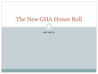 The New GHA Honor Roll