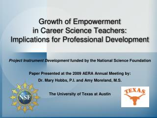 Growth of Empowerment in Career Science Teachers: Implications for Professional Development