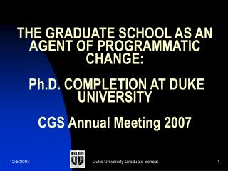 Duke University Graduate School in the early 1990’s: