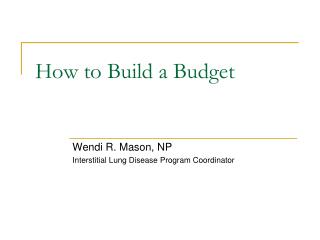 How to Build a Budget