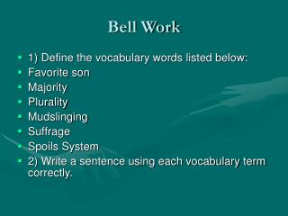 Bell Work