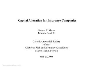 Capital Allocation for Insurance Companies