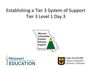 Establishing a Tier 3 System of Support Tier 3 Level 1 Day 3