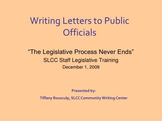 Writing Letters to Public Officials