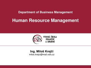 Department of Business Management Human Resource Management