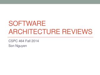 Software Architecture Reviews