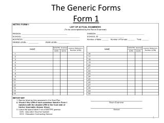 The Generic Forms Form 1