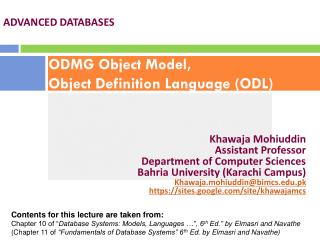 ODMG Object Model, Object Definition Language (ODL)