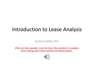 Introduction to Lease Analysis