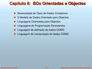 Capítulo 8: BDs Orientadas a Objectos