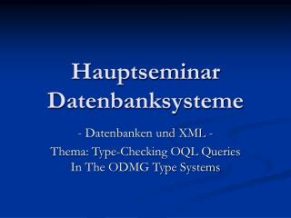 Hauptseminar Datenbanksysteme