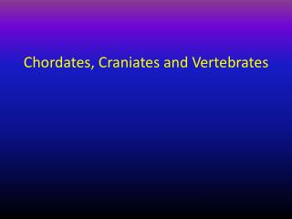 Chordates, Craniates and Vertebrates