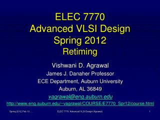 ELEC 7770 Advanced VLSI Design Spring 2012 Retiming