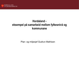 Hordaland - eksempel på samarbeid mellom fylkesnivå og kommunane