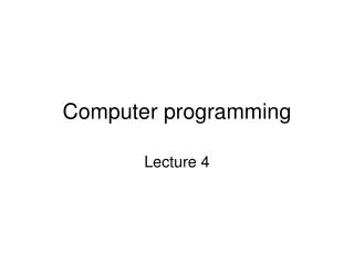 Computer programming