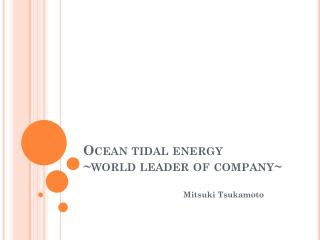 Ocean tidal energy ~ world leader of company~