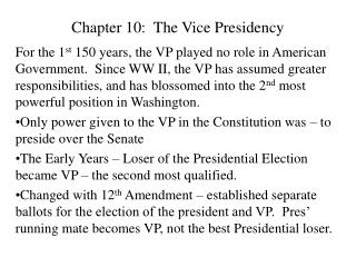 Chapter 10: The Vice Presidency
