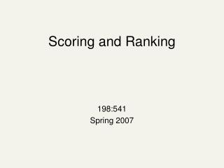 Scoring and Ranking