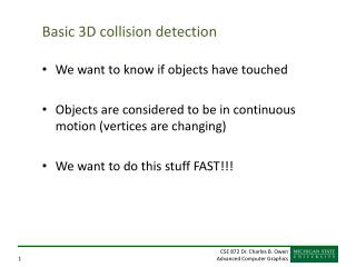 Basic 3D collision detection