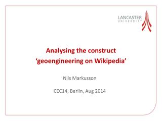 Analysing the construct ‘ geoengineering on Wikipedia’