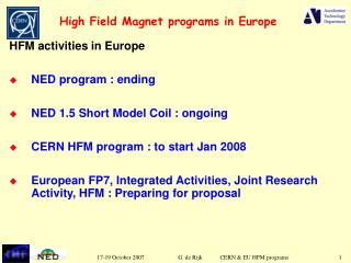 High Field Magnet programs in Europe