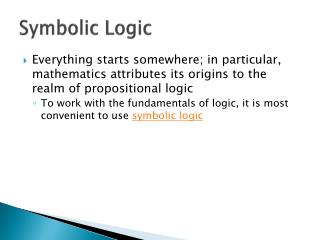 Symbolic Logic