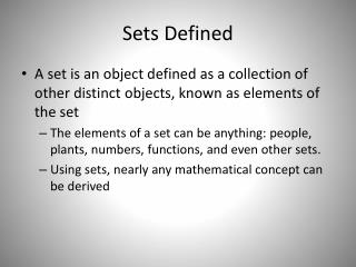 Sets Defined