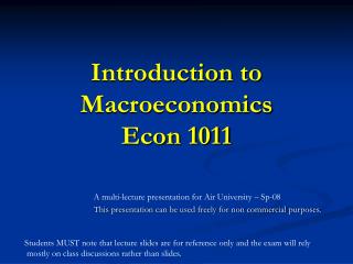 Introduction to Macroeconomics Econ 1011