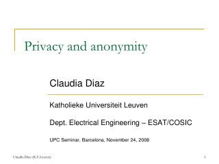 Privacy and anonymity