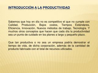 Introducción a la productividad