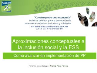 Aproximaciones conceptuales a la inclusión social y la ESS