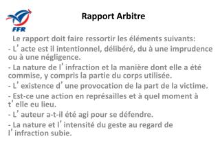 Rapport Arbitre