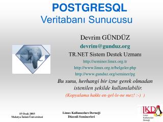 POSTGRESQL Veritabanı Sunucusu