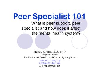 Peer Specialist 101