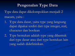 Pengenalan Type Data